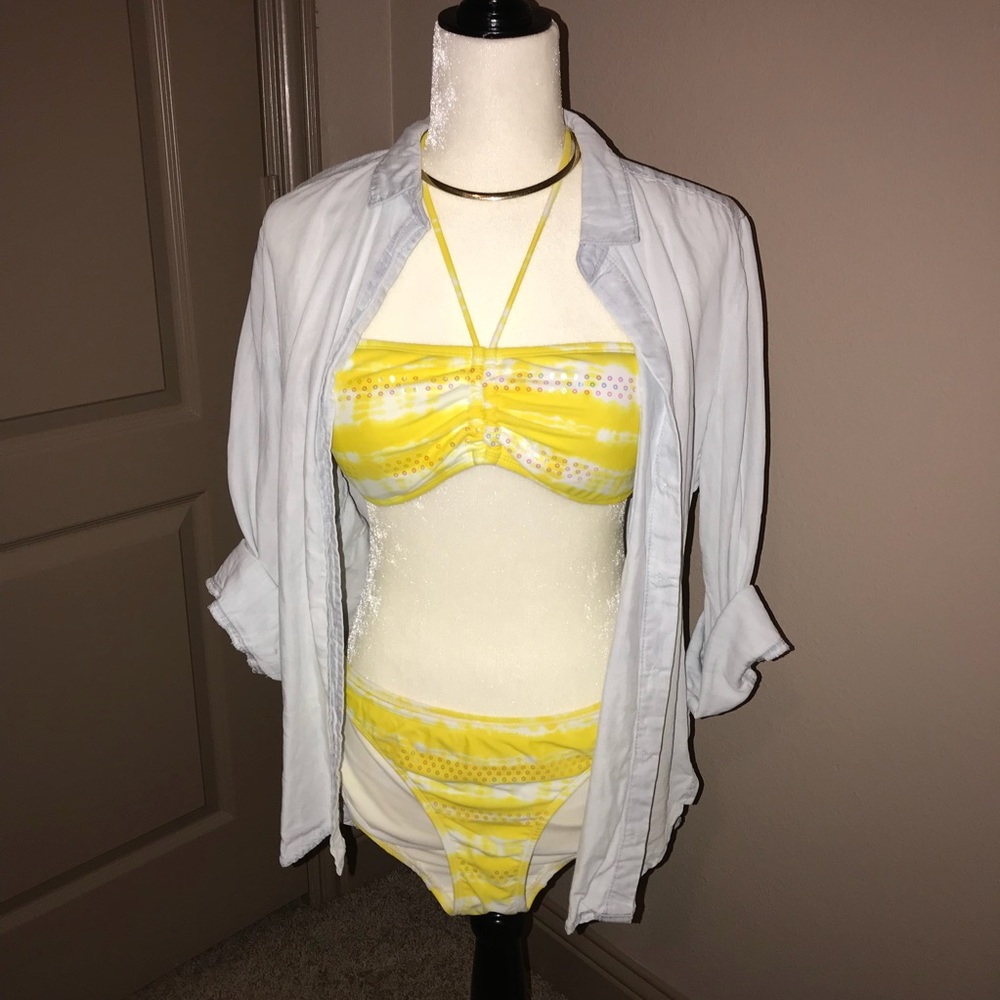 Yellow OP bikini top and bottom